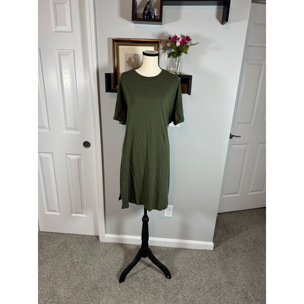 Time and Tru Capsule Basic Olive Green Cotton T-Shirt Dress Womens Size XL